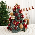 Mini albero di Natale da tavolo 40cm con palline rosse, luci LED e decorazione casetta - Albero di Natale PE Con Luci [Set Pino Nobile Casa Rossa 40cm]