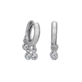 Elegante S925 Silber Creolen mit drei funkelnden runden Zirkonia-Anhängern in Silber - Silber