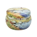 Impressionist landscape art print 4.4oz round tin candle jar with river scene - 75*50MM C233 Classic Painting Empty Tin