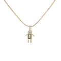 Golden robot-shaped pendant charm with cubic zirconia inlay on a box chain - Boy-August