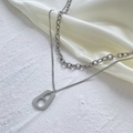 Double-layered geometric silver necklace for men, minimalist stainless steel hip-hop style - Steel