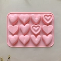 Stampo in silicone rosa a 12 cavità a forma di cuore con scritte happy per decorazioni dolci - Rosa