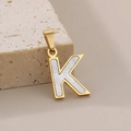 18K gold-plated necklace with white shell inlay pendant featuring alphabet letter K - Letter K(KP115523-K)