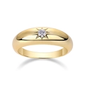 Gold plated S925 silver ring featuring a star set moissanite and thick domed band - R14694+gra/black Card / US Size 7 / Circumference 54.3mm