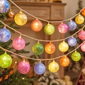 Multicolor LED spherical fairy lights with textured crystal finish for Christmas decor - 2M 10LEDs Battery Powered Macaron Xmas Ball