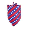 Close-up of patriotic American flag dog bandana with red stripes and white stars detail - Independence Day Red Blue Stripes