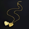 Golden heart-shaped locket necklace in polished metal with internal TE AMO engraving - TE AMO Engraved / 50+5cm / Gold