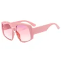 Gafas de sol cuadradas de gran tamaño con lentes rosas degradadas y montura rosa - Montura Rosa Lente Púrpura Degradado