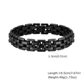 Matte black stainless steel men's watchband bracelet with 1.3cm width and link design - Black 19.5cm Length 1.3cm Width