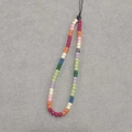 Rainbow beaded phone lanyard with colorful acrylic cylindrical beads and black strap cord - Colorful Barrel Beads Phone Chain