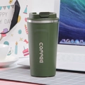 Dark green matte stainless steel vacuum insulated coffee mug with leak-proof lid - Gen 2 Green (COFFEE Print)