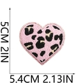 Pink leopard print heart embroidered patch with glitter edge and size dimensions - Heart Pink Leopard Print (8号)