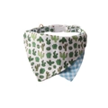 Dog bandana collar with cactus print, reversible gingham pattern and rose gold D-ring - Cactus Bandana Collar