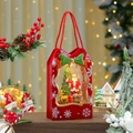 Detail der roten Weihnachtslaterne in Taschenform mit Weihnachtsmann und Rentier - Weihnachtsmann & Weihnachtsbaum