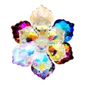 Detailed macro view of faceted crystal flower petals with rainbow iridescent AB coating effect - Colorful