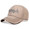 Khaki baseball cap with fishbone embroidery and camouflage underbrim for sun protection - Adjustable / Khaki