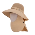 Herren Sonnenhut in Khaki mit breiter Krempe, Gesichtsmaske und Nackenschutz - Khaki