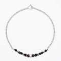 Fashion tiger eye bead and stainless steel chain necklace with OT toggle clasp - Stainless Steel Splicing Style
