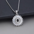 Silver alphabet letter necklace with shimmering cubic zirconia stones on round pendant - Letter O / Silver
