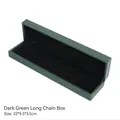 Dark green leather jewelry box for necklaces with black velvet lining, 22x5.5x3.5cm - Long Necklace Box / Dark Green