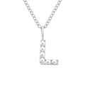 Collana in acciaio inossidabile argento con ciondolo a lettera L con perle - L-Argento