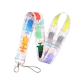 Cartoon doctor themed lanyard with colorful syringe patterns and silver metal clasp - Syringe Pattern-White