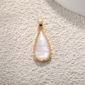 Elegant gold-plated teardrop necklace pendant with white mother-of-pearl shell inlay - A0318 White Shell Teardrop