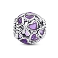 Violetter hohler Herzanhänger aus Silber für DIY-Schmuck und Armbänder - Lila Herz Hohlraum Kugel Perle (025)