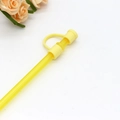 Reusable yellow silicone dust cap for 8mm to 10mm drinking straws with ring connector - Light Yellow