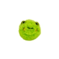 Electric plush cat toy ball in cartoon green frog design with soft faux fur texture - Green Frog Squeak