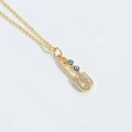 Collana a spilla dorata con perle malocchio blu e strass lucidi per donna - Ciondolo a Spilla da Balia (XL3214) / Occhio Blu Reale