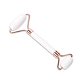 Doppelköpfiger Gesichtsmassageroller mit weißem Naturstein und Roségold-Metallrahmen - Weißer Doppelkopf-Roller (In Box)