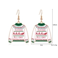 Ugly Christmas sweater earrings with Sleigh All Day text and reindeer pattern - Sweater Style Earrings
