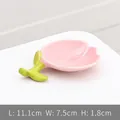 Piatto in ceramica a forma di fiore di ciliegio rosa con manico a stelo verde - Fiore di Ciliegio Rosa (A)