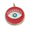 Detailansicht eines goldenen Augen-Anhängers mit roter Emaille und Zirkonia-Stein - CX140-3 Roter Emaille-Blick