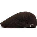 Gorra plana vintage lavada color marrón oscuro con hebilla plateada ajustable - Marrón Oscuro