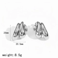 Detailed view of silver water drop earrings with dimensions 25mm height and 20.5mm width - Silver