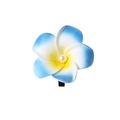 Fermaglio per capelli a forma di plumeria con sfumatura blu e bianca e perla centrale - Stile Perla / 6cm / Blu