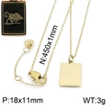 Collana in acciaio al titanio con ciondolo quadrato Toro dorato e misure dettagliate - Toro (KN200348-KLHQ)