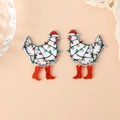 Christmas chicken earrings made of acrylic with red glitter boots and festive lights deco - Red Boots