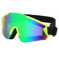 Neon yellow ski goggles with REVO gradient colorful lens and black adjustable strap - Yellow-Green Frame Green Lens