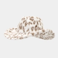 Détail d'un chapeau de cowboy en fausse fourrure avec motif léopard marron clair - Taille unique / Léopard Blanc