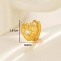 Golden heart-shaped earring with zircon on beige silk background showing 0.8cm size - Gold (Single)
