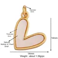 Golden heart-shaped mother of pearl shell pendant for DIY jewelry making 14mm - Shell-Natural Shell Heart