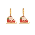 Pendientes esmaltados de Papá Noel trineo dorados joyería de moda fiesta de navidad regalo - Pendientes N.° 9