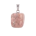 Irregular pink quartz stone pendant with natural texture and a metallic clasp - Rhodochrosite