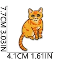 Detail showing dimensions of an orange cat embroidery patch on a white background - Upright Standing Orange Yellow Cat Style