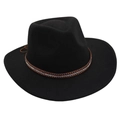 Dettaglio cappello in feltro di lana con fascia in pelle marrone e strass argentati - Taglia unica / Nero (Fascia di Borchie e Strass)