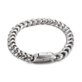 Bracciale a catena Franco da 9 mm in acciaio inossidabile lucido con chiusura a scatto - Bracciale 21.5cm (KB162212)