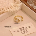 French vintage heart ring in 18K gold plated copper with white shell and crystals - 3# Water Drop
